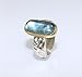 Aquamarin Sterling Silber und 18K Gold Ring – Unikat – Groesse 18 - 4