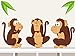 Wandtattoo "Die drei Affen" Afrika Dschungel Affen Wandaufkleber für Kinderzimmer
