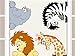 Wandtattoo "Madagaskar" 4-Set Afrika Dschungel Tiere Giraffe, Nilpferd, Zebra, Löwe Wandaufkleber für Kinderzimmer