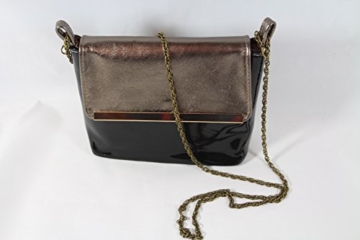 Abend Handtasche Lack PU-Leder kombiniert mit Echtleder in Bronze Metallic - 