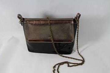 Abend Handtasche Lack PU-Leder kombiniert mit Echtleder in Bronze Metallic -