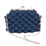 AGATA - Handmade in Italy - Handtasche elegant. Blau. Evening blue clutch purse with silvery vintage kiss clasp. -