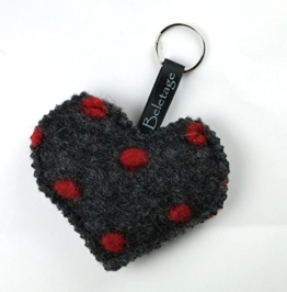 Beletage Schlüsselanhänger Taschenanhänger Herz aus Walk anthrazit rot -