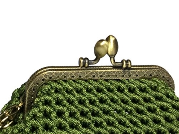 BELLA - Handmade in Italy - Handtasche elegant. Kleine Kupplung. Grün. Evening green clutch purse / coin wallet, golden vintage kiss clasp. - 