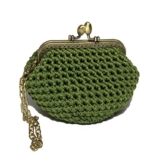 BELLA - Handmade in Italy - Handtasche elegant. Kleine Kupplung. Grün. Evening green clutch purse / coin wallet, golden vintage kiss clasp. -