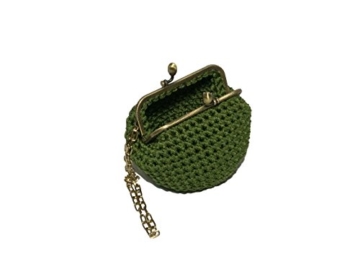 BELLA - Handmade in Italy - Handtasche elegant. Kleine Kupplung. Grün. Evening green clutch purse / coin wallet, golden vintage kiss clasp. - 