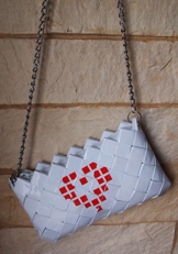 Clutch-Tasche Party Modische Clutch weiß und roter Herz Lack Gesteppt Handtasche -
