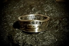Coinring, Münzring, Ring aus Münze, 900er Silber - Double Sided coin ring - Größe 52 (16.6), handgeschmiedetes Unikat -