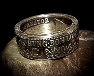 Coinring, Münzring, Ring aus sehr alter Münze (1 Florin/Gulden, Österreich 1860 ), 900er Silber - Double Sided coin ring - Größe 63 (20.1), handgeschmiedetes Unikat - 