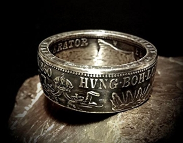 Coinring, Münzring, Ring aus sehr alter Münze (1 Florin/Gulden, Österreich 1860 ), 900er Silber - Double Sided coin ring - Größe 63 (20.1), handgeschmiedetes Unikat - 