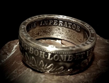 Coinring, Münzring, Ring aus sehr alter Münze (1 Florin/Gulden, Österreich 1860 ), 900er Silber - Double Sided coin ring - Größe 63 (20.1), handgeschmiedetes Unikat - 