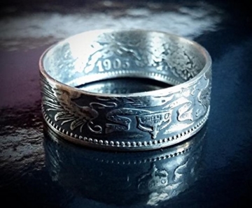 Coinring, Münzring, Ring aus sehr alter Münze (1 Mark Deutsches Kaiser-Reich 1903), 900er Silber - Double Sided coin ring - Größe 58 (18.5), handgeschmiedetes Unikat - 