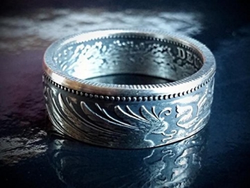 Coinring, Münzring, Ring aus sehr alter Münze (1 Mark Deutsches Kaiser-Reich 1903), 900er Silber - Double Sided coin ring - Größe 58 (18.5), handgeschmiedetes Unikat - 