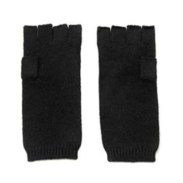 Damen fingerless Kaschmir Handschuhe, 100% Kaschmir gestrickt Handschuhe Damen, High-End Luxus mongolischen Kaschmir (26/2 2 ply Garn) Kaschmir Handschuh schwarz -