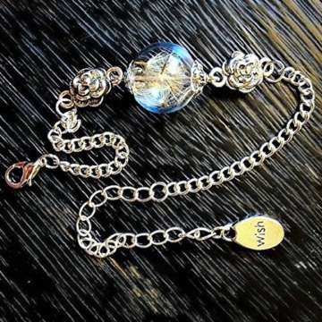 Dandelion Seed Wish Armband in Silber Real Dandelion Seeds Blume Schmuck Armreif - 