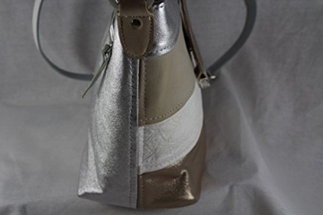 Echtleder Handtasche silber/weiss/beige/gold - 