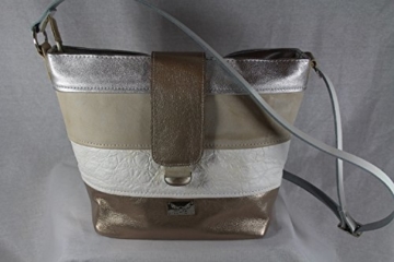 Echtleder Handtasche silber/weiss/beige/gold -