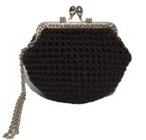 FIONA - Handmade in Italy - Handtasche elegant. Kleine Kupplung. Schwarz. Evening black clutch purse / coin wallet, with vintage kiss clasp. -