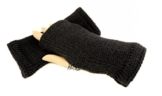 Handstulpen schwarz - Wollstulpen - Hand gestrickt - warm und weich -