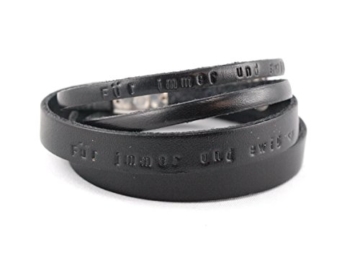 Hochwertiges Freundschaftsarmband mit Gravur. PArtnerarmband mit individuellem Text - Die Geschenkidee für Männer und Frauen- Lederarmband mit Gravur für Herren & Damen. Zweifach gewickeltes Leder in schwarz, grau, braun oder silber mit Magnetverschluss. Personalisierbar durch gravierten Wunschtext. Handmade in Germany! Das persönliche und individuelle Weihnachtsgeschenk für den Partner oder die Partnerin! Den Fraund oder die Freundin oder einfach an den Lieblingsmensch! - 