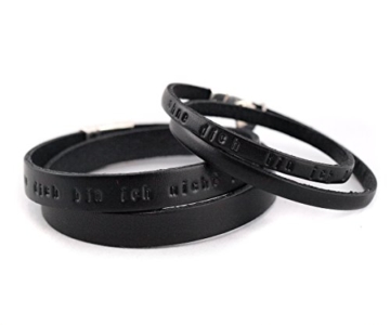 Hochwertiges Freundschaftsarmband mit Gravur. PArtnerarmband mit individuellem Text - Die Geschenkidee für Männer und Frauen- Lederarmband mit Gravur für Herren & Damen. Zweifach gewickeltes Leder in schwarz, grau, braun oder silber mit Magnetverschluss. Personalisierbar durch gravierten Wunschtext. Handmade in Germany! Das persönliche und individuelle Weihnachtsgeschenk für den Partner oder die Partnerin! Den Fraund oder die Freundin oder einfach an den Lieblingsmensch! - 