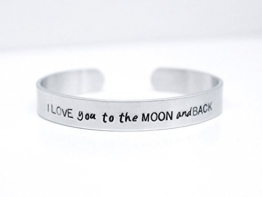 I LOVE you to the MOON and BACK Sterne Mond Aluminium Armreif 15 cm lang -