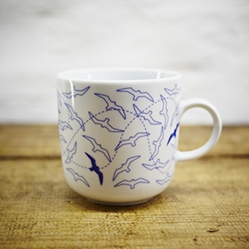 Kaffeebecher / Becher maritimes Design Möven, Seemöven- Porzellan blau-weiss von Ahoi Marie - 