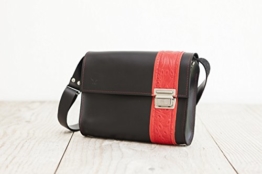 Lederhandtasche, schwarze Umhängetasche, femininer Crossbodybag -