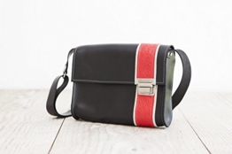 Lederhandtasche, schwarze Umhängetasche, femininer Crossbodybag -