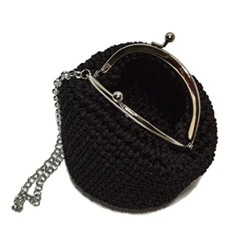 MATILDE - Handmade in Italy - Handtasche elegant. Kleine Kupplung. Schwarz. Evening black clutch purse / coin wallet, with vintage kiss clasp. - 