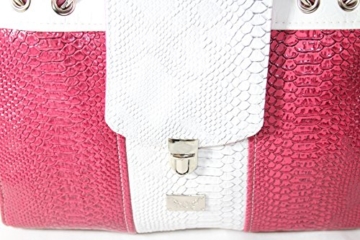 modische Handtasche Pink/Weiss Schlange - 