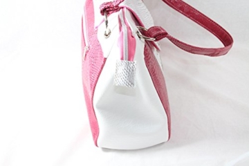 modische Handtasche Pink/Weiss Schlange - 