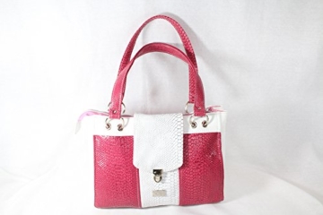 modische Handtasche Pink/Weiss Schlange -