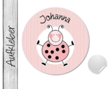 Namensaufkleber • Käfer rosa • 24 Stück (N67) Aufkleber / Sticker vom Papierbuedchen -