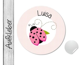 Namensaufkleber • Käferchen rosa • 24 Stück (N77) Aufkleber / Sticker vom Papierbuedchen -