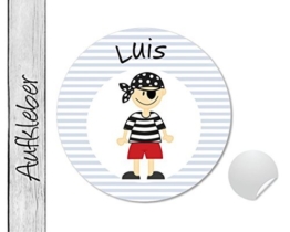 Namensaufkleber • Pirat Luis • 24 Stück (N57) Aufkleber / Sticker vom Papierbuedchen -