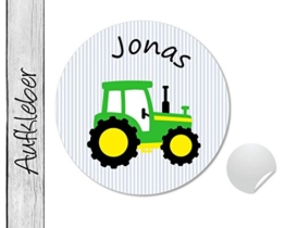 Namensaufkleber • Traktor grün • 24 Stück (N49) Aufkleber / Sticker vom Papierbuedchen -