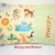 Namenskissen, Kissen 35x25cm Tiere hellgelb mit Wunschname bestickt -