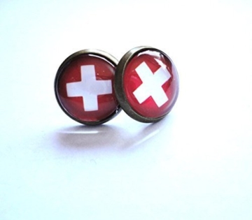 Ohrstecker Ohrringe Ohrschmuck Schweiz Flagge - 