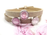 Personalisiertes Lederarmband mit Wunschfotos und Namen. -