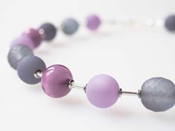 Polariskette violett grau mit Muranoglas und böhmischen Glasperlen Kette Collier Unikat - 
