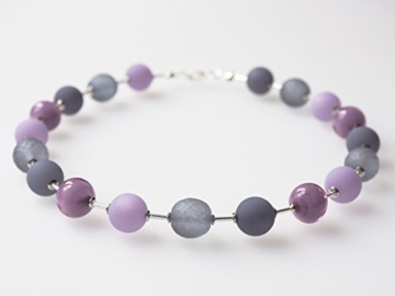 Polariskette violett grau mit Muranoglas und böhmischen Glasperlen Kette Collier Unikat -