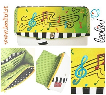 Portemonnaie Geldbeutel Brieftasche Geldbörse Notenschlüssel Noten - handmade, Unikat von Leolini - 