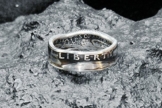 Ring aus Münze, 900er Silber - Double Sided coin ring - Größe 60 (19.1), handgeschmiedetes Unikat -
