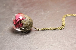 Rosenblätter Kette - Rose Borosilikatglas & echte Blütenblätter -
