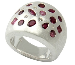 Rubin Ring 2,5 ct. mit Diamanten (Sterlingsilber 925) Rubinring -