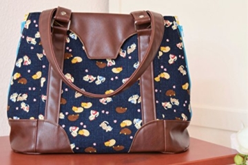 Schultertasche, Handtasche aus Designerstoffen mit Kunstleder, Handgemacht, Einzelstück, Unikat - 