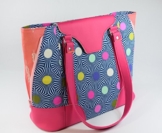 Schultertasche, Handtasche aus Designerstoffen mit Kunstleder, Handgemacht, limitiert -