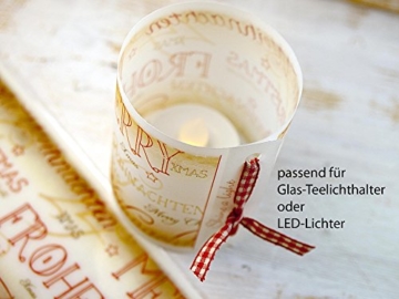 Set 6 x Tischlicht Weihnachten Vintage-Design Lichthülle für Teelicht oder LED Weihnachtsdeko Advent handmade - 