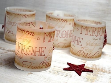 Set 6 x Tischlicht Weihnachten Vintage-Design Lichthülle für Teelicht oder LED Weihnachtsdeko Advent handmade -